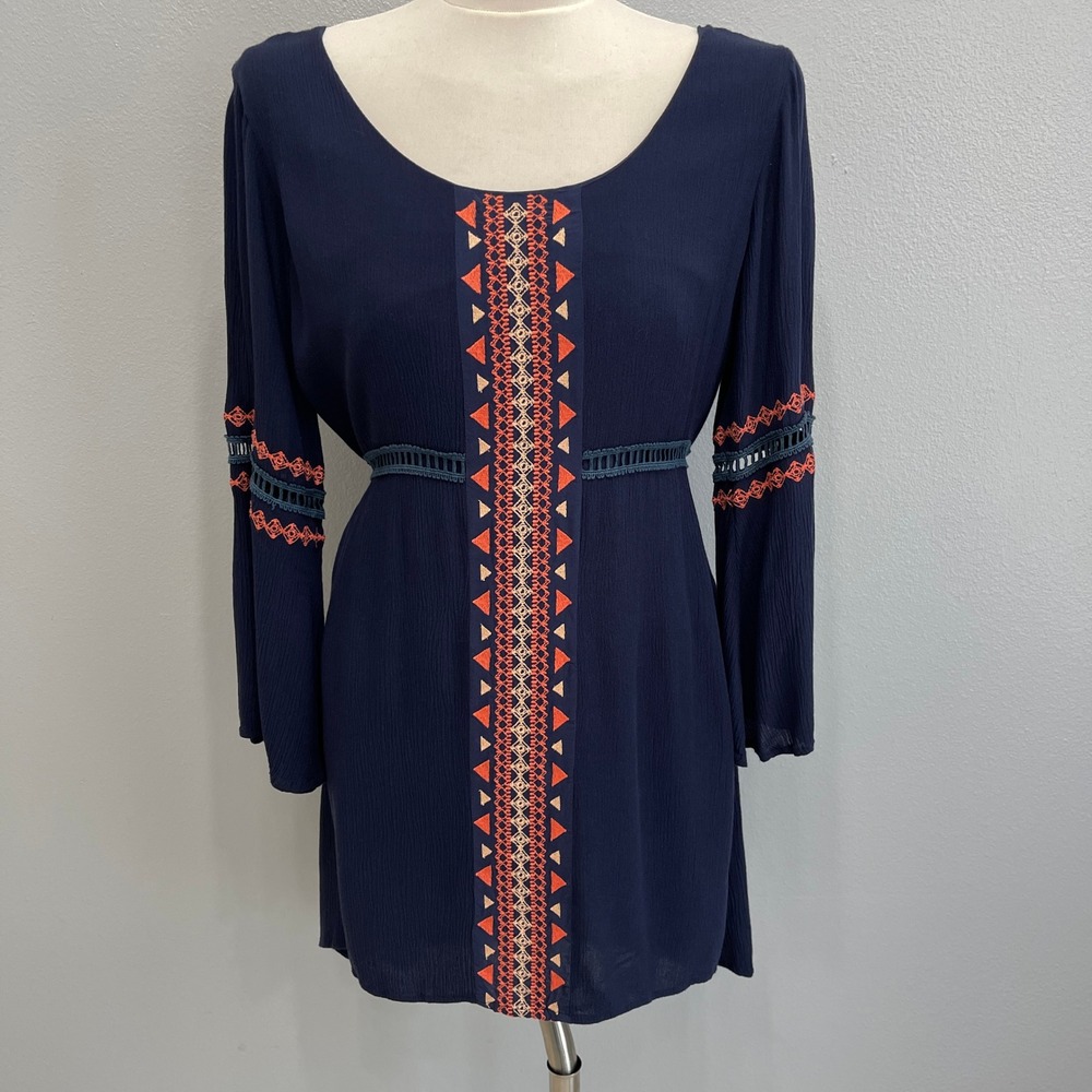 Miss Me Women's Asymmetrical Dress Small Blue Orange Beige